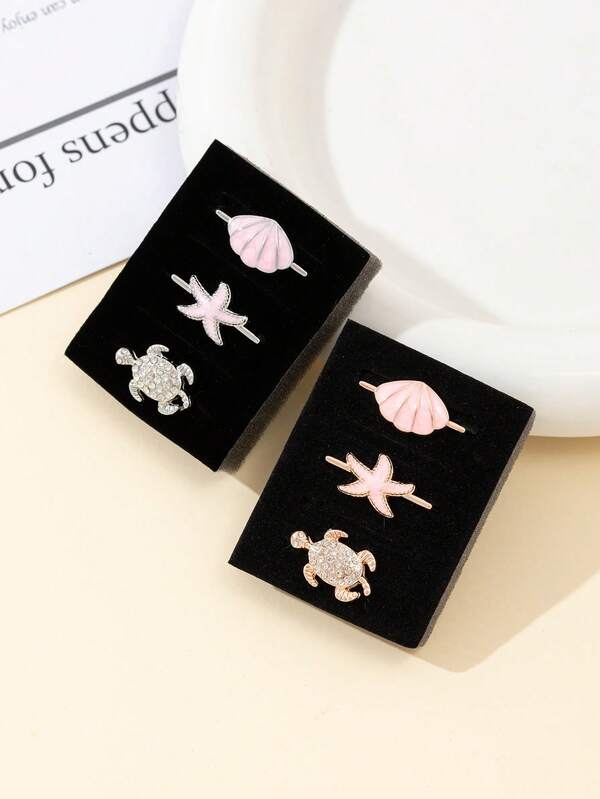 3pcs Decorative Tortoise Starfish And Shell Pink Sea Style Apple Nail And Ring Loop Jewelry With Apple Watch Band 40mm 41mm 42mm 38mm 44mm 45mm 46mm 49mm, Soft Silicone Sport Flowers Bands With Decorative Compatible With Apple Watch Charms For Series 10 9 8 7 6 5 4 3 2 1 SE For Women