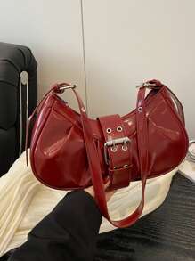 1 件女式复古梅洛朋克机车包，带铆钉，可调节肩带，大容量，柔软仿油皮革渐变色，单肩/腋下包，适合工作、通勤、约会、派对