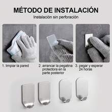 ganchos para colgar ropa ganchos para colgar ropa Ganchos Para Pared, POGEPE 24 Piezas(12 Grande +12 Pequeño) Ganchos de Acero Inoxidable, Ganchos Adhesivos para Pared, Ganchos de Pared Autoadhesivos, para Pared, Ropa, Cocina, Baño, Colgar, Bolsas - Negro - Ver 4
