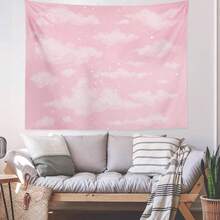 Pink Cloud Tapestry For Bedroom Decor, Aesthetic Home Decorations For Backdrop, Cute White Heaven Sky Tapestries, Wall Hanging For Teen Girls College Dorm, Living Room, Ceiling - 彩色 - 查看 6