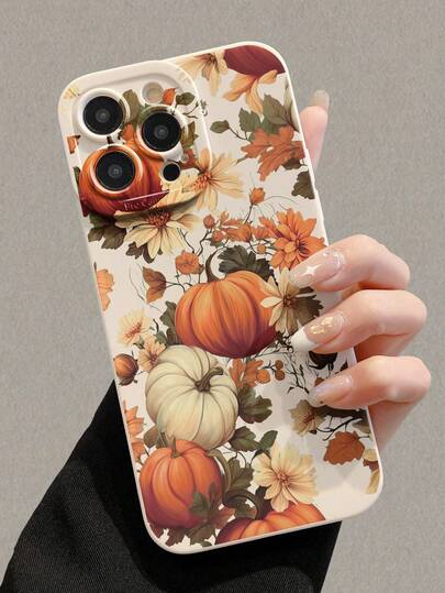 1 pieza Funda de teléfono gruesa y resistente a los golpes con estampado de calabaza y hoja de arce compatible con iPhone 17pro/17Air /17/17promax16/11/16pro/16plus/16promax/16e/15Promax/13/14/12/XS/XR/7G/8P, compatible con Samsung Galaxy S25/S25PLUS/S25 Ultra/A16/A36/A26/A56/A50/A12