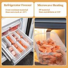 5 piezas Caja de almacenamiento de alimentos de cocina, Recipiente de refrigerador con tapa, Contenedor separador reutilizable para refrigeradores y microondas, Material de PP transparente, Organizador de alimentos apto para carne, frutas, verduras, utensilios de cocina del hogar - cubierta blanca - Ver 3