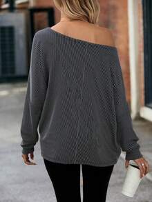 Jednokolorowa damska koszula na jesień, damska bluzka z długim rękawem i odkrytymi ramionami, odpowiednia do noszenia na co dzień, w podróży i na świeżym powietrzu