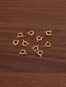 10Pcs 18K Gold Plated 5-18mm Circle Spring Buttonr Stainless Steel Clasps Hooks End Connectors For DIY Bracelet Necklace Clasps Jewelry Making Accessories - Spring Buckle - View 4