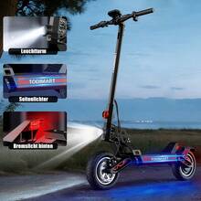 TODIMART S9 Electric Scooter For Adults, Brushless Motor, Maximum Range Of 65-80 Km, 10-Inch Off-Road Tires, Handles Slopes Of 25°, And Can Be Folded And Stored With A Maximum Load Of 130 Kg - 黑色 - 查看 9