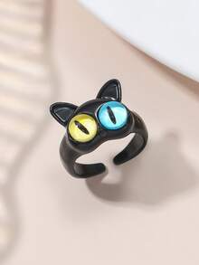 2 piezas/1 pieza Anillos de dibujos animados de monstruitos lindos, anillos con ojos grandes y adorables para cubrir la boca, súper adorables y divertidos para mejores amigos - Unitalla - Ver 9