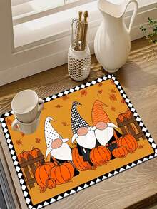 1/10 piezas Esterilla de drenaje de cocina con estampado de cuadros negros y blancos, hojas de arce o calabaza para el Festival de la Cosecha de Otoño - Esterilla de drenaje absorbente, Serie naranja de Acción de Gracias feliz - Adecuada para máquinas de café, almohadillas para lavavajillas - Decoración festiva - Multicolor - Ver 7