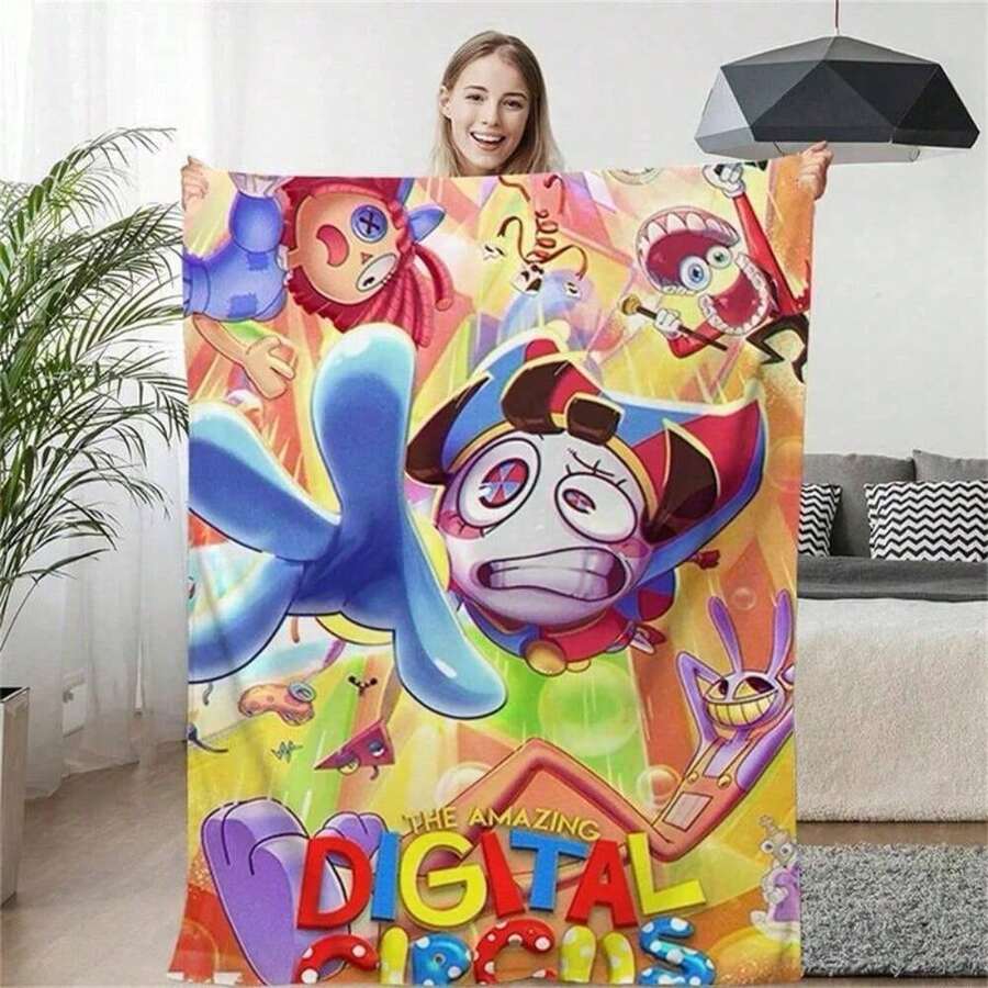 Amazing Circus Cartoon Games Digital Blanket Soft Spring Autumn Warm Flannel Throw Blankets Bedroom Quilt - Main Image Style - View 1
