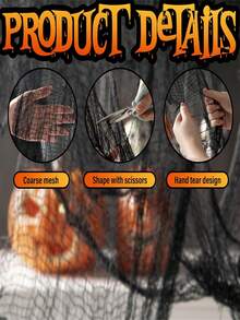 1/3/5pcs Black 76*183cm Halloween Party Decoration Ghost House Gauze DIY Decorative Fabric, Suitable For Creating Halloween Atmosphere - Scary And Eerie Halloween Decor, Suitable For Indoor And Outdoor Parties - Black - View 5