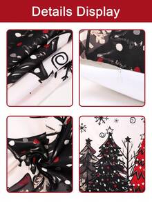 4 piezas Funda de almohada decorativa de Navidad, Funda de almohada con patrón de bola de Navidad y árbol de Navidad retro, Suministros para fiestas de Navidad, Funda de almohada de poliéster amigable con la piel, Decoración navideña para patio y jardín, Fundas de almohada para exteriores