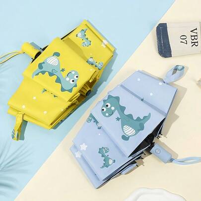 Cartoon Dinosaur Folding Umbrella, Dual Use Sunshade & Rainproof, Portable & Compact, Spring Summer Picks, Brides Maid Gifts, Room, Bedroom Decor, Bedroom Decor, Beach, Travel, For Men, For Women, Vacationcute Stuff,Mother's Day Gift,Bedroom Decor,Garden,Kitchen Decor,Summer,Beach,Travel Essentials,Room Decor,Squishy,Graduation