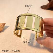 Bracelete de aço inoxidável 18K de moda europeia e americana, estilo nicho, leve, luxuosa, geométrica, oca, tamanho ajustável