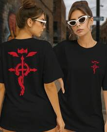 Unisex Street Anime T-Shirt FullMetal Alchemist Brotherhood Edward Elric Alchemy Homunculi - màu đen - Xem 2