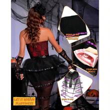 Steampunk Tie On Bustle Skirt Victorian Tulle Tutu Skirt Halloween Costume Accessories Overskirt - 黑色/紫色 - 查看 3