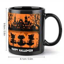 1pc Minimalist Christmas & Halloween Pumpkin Black Ceramic Mug, Coffee Cup, Gift