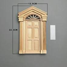 1pc 1:12 Scale Miniature Furniture, DIY Unfinished Door & Window Model Materials, Paintable & Colorable, Wooden Pointed Top 4-Grid Door & 6-Grid Window, Dollhouse Miniature Furniture Model, Micro Scene Decor, Photography Prop - Multicolor - View 16