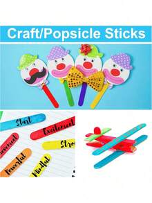 200 Pcs Colored Popsicle Sticks For Crafts, 4.5 Inch Colored Wooden Craft Sticks, Ice Cream Sticks, Rainbow Popsicle Sticks, Great For DIY Craft Creative Designs And Children Education,Kids Tweezers,Acrylic Popsicle Sticks,Kids Crafting - Multicolor - View 7