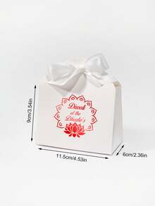 10/50 BUCĂȚI Cutii cadou personalizate Diwali cu imprimeu Lotus Mandala și fundă panglică, text personalizabil cu nume, cutii elegante pentru bomboane de petrecere pentru sărbătorirea festivalului, cadouri de returnare a nunții, ambalaje pentru dulciuri de sărbători în culori aurii și roșii