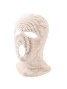 1 件纯色休闲简约 3 孔拉法帽，男女通用街头骑行防风耳颈保暖面罩便帽