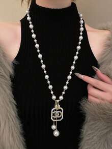 1PC Luxurious Winter Pearl Necklace For Women Long Elegant Tassel Pendant Drop Chain
