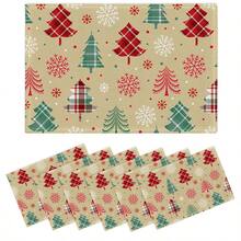 Manteles individuales de lino a cuadros rojos y verdes, almohadillas aislantes del calor, manteles para alimentos, suministros para restaurantes, decoración de restaurantes, manteles para picnic al aire libre, regalos, manteles navideños, aptos para restaurantes, cocinas, exteriores, picnics y festividades - Multicolor - Ver 8