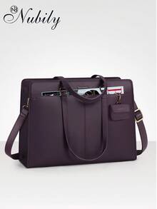 Professional Leather Laptop Bag For Women - 15.6 Inch Waterproof Tote For Work, Business Commute Briefcase & Computer Messenger Purse - Màu tím đậm - Xem 1