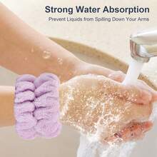 1 Pcs Wrist Towels For Washing Face-Dorbetar, Microfiber Wrist Bands For Washing Face, Spa Wristbands For Washing Face, Fluffy Towel Bands, Arm Bands For Washing Face For Woman (Purple)