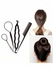 2pcs/Set Hair Braiding Tool, Hair Styling Tool, Ponytail Maker, Hair Accessories, Back To School, Travel Holiday Essentials, Hair Accessories For Women, Hair Curlers, Curly Hair Brush, Rollers, Curly Hair Products, Curler, Rollers For Hair Curl, Curly Hair Tools, Hair Roller, Hair Rollers, Curly Hair, Heatless Curl, Heatless Curls, Hair Curler, Barber, Hair Curlers, Barber Accessories, Rollers, Curly Hair Products, Curler, Rollers For Hairdressing Equipment, Accessories, Hair Curl, Curly Hair Tools, Hair Roller, Christmas,Curly Hair, Hair Curler, Hair Rollers, Heatless Curl, Heatless Curls, Rollers, Hair Curlers, Curly Hair Products, Hair Curl, Hair Roller, Rollers For Hair, Curly Hair Tools, Heatless Curlers,Hair, Accessories, Hair Products, Hair Tools, Hair Stuff, Hair Care, Curly Hair Brush, Barber, Barber Accessories, Hairdressing Equipment,Heatless Waves,Travel Essentials,Hairstyle,Hairdressing - Black - View 5