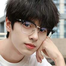 Óculos de Armação Retrô Meia, Miopia Pode Ser Combinada com Óculos Anti-Luz Azul, Adequado para Mulheres, Ciência e Tecnologia e Moda Masculina