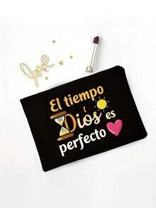 印花帆布手提袋，饰有“El-Tiempo”彩色图案，便携休闲收纳手提包，多功能购物袋，简约旅行收纳袋，大容量旅行化妆包，全新设计，空间宽敞，是购物、婚礼、生日、海滩、度假、返校的理想之选。 - 彩色 - 查看 11