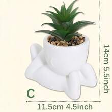 1 peça/3 peças Suculenta Artificial, Suculenta Pequena Individual em Vaso, Três Formatos para Escolher, Vaso Branco, Formato Cartoon, Material PP, Material PE, Verde, Decoração de Mesa, Decoração Doméstica, Decoração de Jardim, Escola, Dormitório, Decoração de Escritório