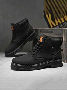 Men's Boots 2025 New Autumn/Winter Vintage Versatile High-Top Work Shoes, Thick Sole Comfortable Soft Increase Height British Style Leather Boots Streetwear - Multicolor - View 11