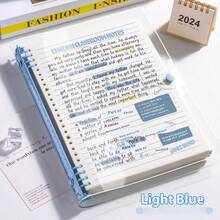 1 pieza Cuaderno de tapa blanda transparente tamaño A5, 60 hojas/120 páginas por libro, esencial para volver a la escuela, páginas desprendibles, encuadernación espiral desmontable, diseño resistente al agua - Ideal para suministros de oficina diarios y estilo minimalista, gran regalo para amantes de la música