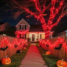 JMEXSUSS Red Halloween Decor String Lights Outdoor Indoor, 66ft 200 LED Red Christmas Lights Clear Wire, 8 Modes Halloween Twinkle Fairy Light Plug In For Tree Room Party Decorations - Red - View 5