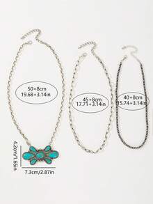 Mehrschichtiges bohemisches Türkis-Perlen-Ketten-Halskette, vintage Mode personalisiertes Accessoire, geeignet zum Kombinieren mit Kleidung, für den täglichen Gebrauch und Feiertage - Türkis - Übersicht 5