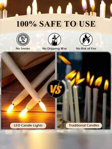 6/12pcs Set Remote Control Timer Flameless Cone Candles, Battery Operated LED Candle Set With 3D Flickering Flame, Realistic Dripless Candle Holders, Suitable For Dining Table Decor, Christmas, Wedding, Home Decoration - White - View 5