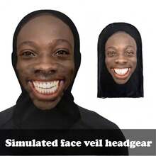 3D Funny Mesh Mask, Headgear Parody Party Mask, Facial Performance Props, Perfect Gift For Christmas And Halloween - Black - View 1