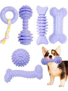 4pcs Dog Chew Toys Set, Suitable For Puppies, Cute Pink Small Dog Toys, Puppy Teething Toys, Soft Interactive Chewing Toys, Fit For Small Dogs