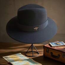 Felt Fedora Hat Stylish Decorative Bee Belt Jazz Cap Wide Brim Panama Hat For Daily Life And Party - màu đen - Xem 5