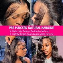 13x6 波浪卷蕾丝前假发,真人混纺发丝,预先拔毛,200% 密度,高清透明蕾丝前假发,真人混纺发丝,女士款,5*5/4*4 预剪无胶假发,带婴儿发,巴西原生发,柔软自然,日常佩戴假发 - 自然色&黑色系 - 查看 6