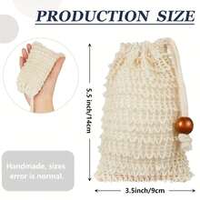 10pcs Soap Bag, Sisal Soap Bag, Exfoliating Soap Bag With Drawstring, Soap Bag With Wooden Beads, Foaming And Drying Soap, Exfoliating Net, Bath And Shower Soap Bag
