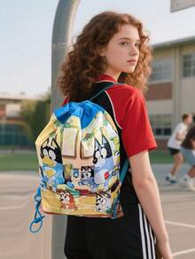 Bluey 1Pc Bluey Theme Drawstring Gift Bag Cartoon Non-Woven Storage Bag Organizer Bag Suitable For Parties And Gatherings For Storage And Decoration Of Birthday Gifts(Some Parts May Be Random)