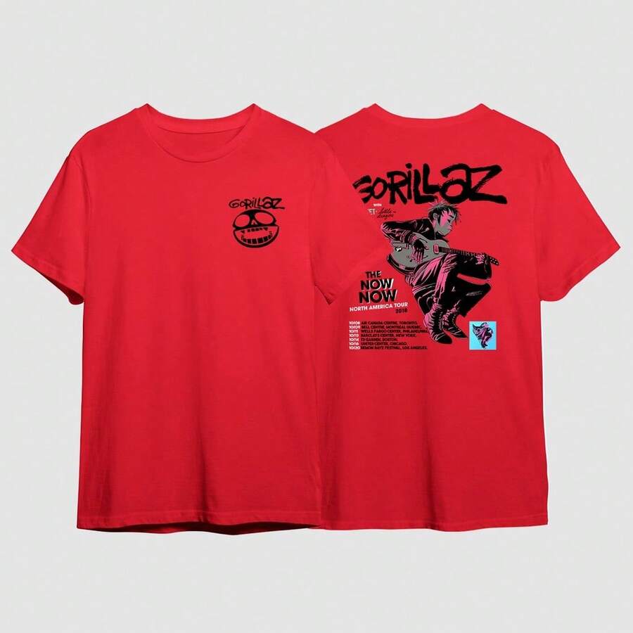 Cartoon Rock Tour The Now North America Tour Band T-Shirt Unisex Plus Size 2025 - Đỏ - Xem 1