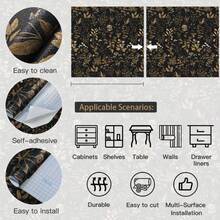 1 Rolle, Retro-Stil selbstklebende Tapete, elegantes Blumenmuster, wasserdicht und feuchtigkeitsbeständig, rückstandsfrei ablösbar, geeignet für Schlafzimmer, Wohnzimmer, Kamin, Treppe, Büro Hintergrundwand, Schrank Schublade, Inneneinrichtung Dekorations Aufkleber Wandtapete Wanddekoration Badezimmer Dekoration