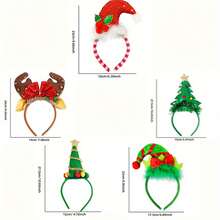 1 pezzo Fascia per capelli natalizia a tema cartone animato - Accessorio per feste natalizie con disegni di Babbo Natale, renne, albero di Natale - Materiale in plastica durevole, senza piume, accessorio natalizio