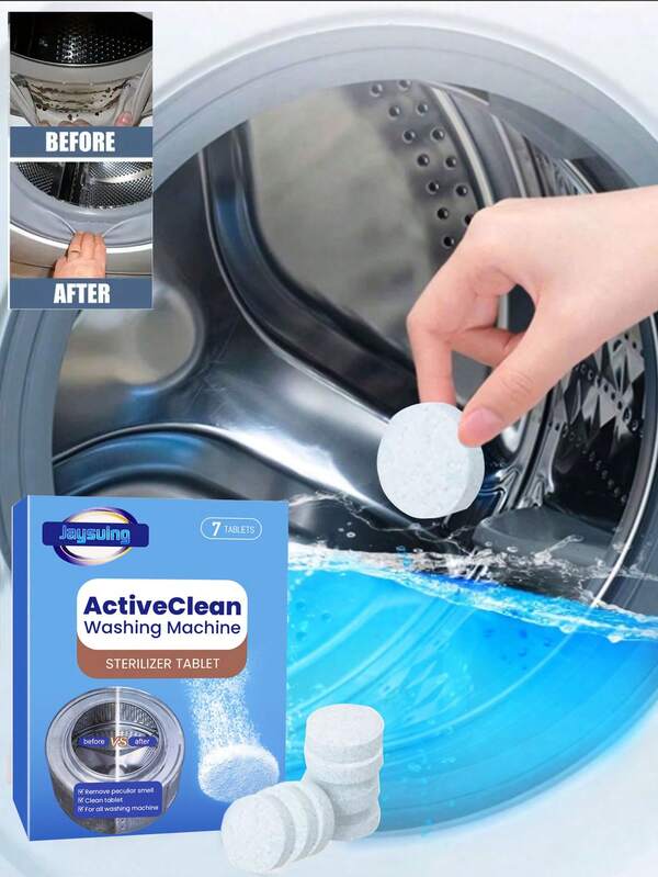 Limpador e descalcificador para máquina de lavar, pastilhas de limpeza profunda para lavadoras de carga frontal e superior, limpa tambor e junta, produtos de limpeza para lavanderia, ferramentas de limpeza, itens essenciais para apartamentos e dormitórios
