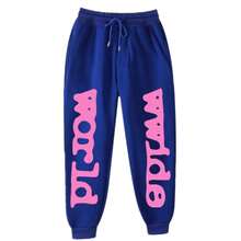 Fashion Street Hooded Set - Playful Star And Letter Print, Loose Casual Design, Preferred Two - Piece For Daily Sports And Streetwear  Spring/Fall    Regular Fit    Drawstring  Pocket - 藍色褲子 - 查看 2