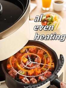 1 Set Stainless Steel Grill + Skewers, Barbecue Set, Air Fryer Grill Set, Stainless Steel Round Grill, Air Fryer, Oven, Grill, Skewers, Kitchen Supplies, Cooking, Suitable For Meat, Fish, Vegetables, Fruits, Holiday Parties, Gatherings, Gifts - Multicolor - View 2