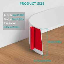 1 pieza de 1m/3m/6m de longitud x 8cm de ancho, zócalo flexible autoadhesivo de PVC - Zócalos de plástico flexibles para el hogar, oficina y tienda - Ribete de bajo mantenimiento, decoración del hogar, decoración de oficina, zócalos modernos, para entusiastas del bricolaje