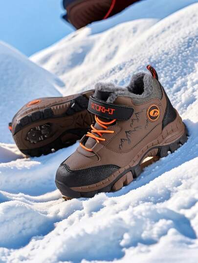 1 Paar neue Plüsch-Winterschuhe für Jungen, Outdoor-Wanderstiefel